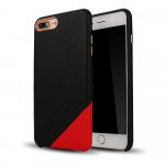 Wholesale iPhone 8 Plus / 7 Plus Cool Striped Armor PU Leather Case (Black Red)